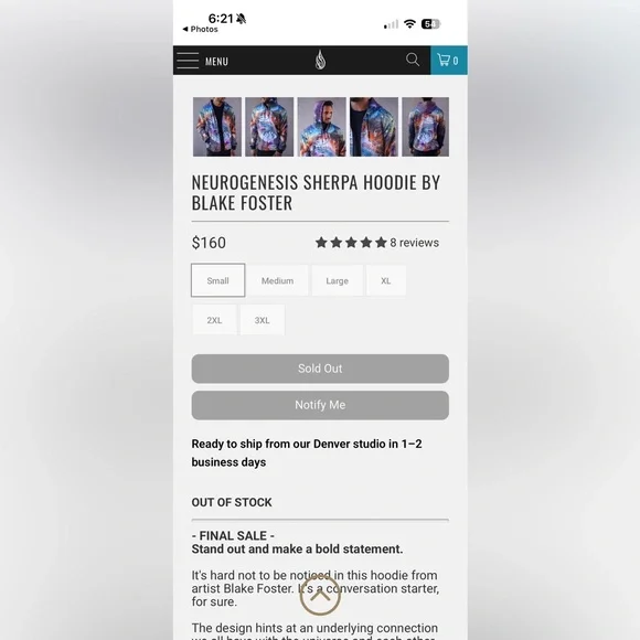 Threyda Neurogenesis Sherpa Hoodie by Blake Foster - size XXL - Picture 14 of 14